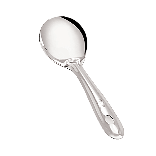Petals Stainless Steel Cooking/Serving/Spatula - Oval Pan Spoon/Salad/Curry Server, 25 Cm, Kitchen Essential, 1 pc