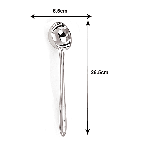 Petals Stainless Steel Cooking/Serving/Spoon - Soup/Dal/Sambar/Curry Ladle, 26.5 Cm, Kitchen Essential, 1 pc