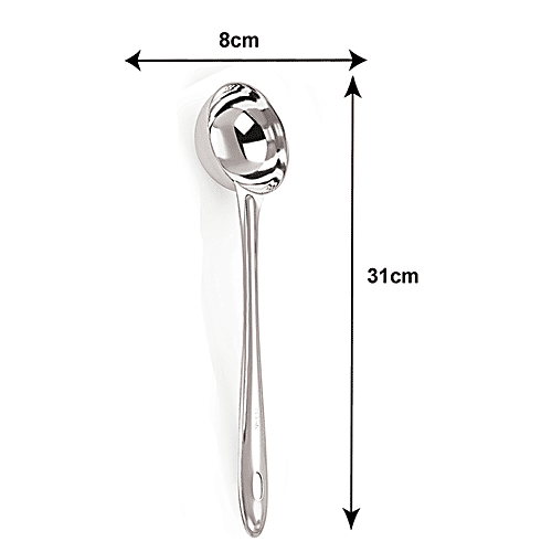 Petals Stainless Steel Cooking/Serving/Spoon - Soup/Dal/Sambar/Curry Ladle, 31 Cm, Kitchen Essential, 1 pc  