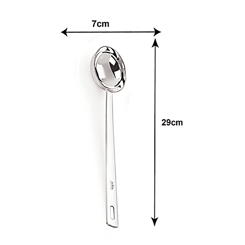 Petals Stainless Steel Cooking/Serving/Spoon - Soup/Dal/Sambar/Curry Heavy Ladle, 29 Cm, Kitchen Essential, 1 pc