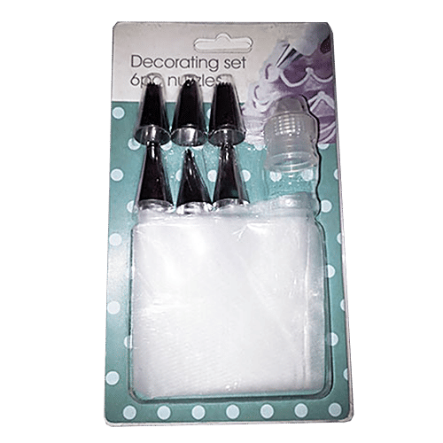 Petals Cake Decorating Set - 12" Icing Piping Reusable Silicone Bag With 6 Steel Nozzles, Baking Essential, 1 pc (6 Nozzles) 