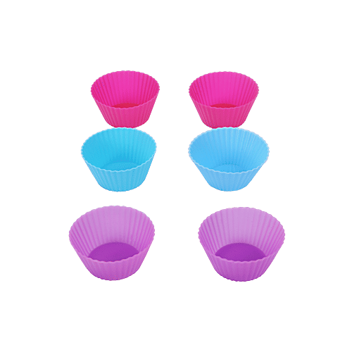 Petals Silicone Reusable Cupcake/Muffin Cake Moulds - 7 Cm Top Dia, Colour May Vary, Baking Essential, 6 pcs  