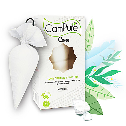 Campure Air Freshener Cone - Bhimseni, Refreshing Fragrance, Repels Mosquitoes, Elevates Mood, 60 g  Refreshing Fragrance
 Repels Mosquitoes
 Elevates Mood