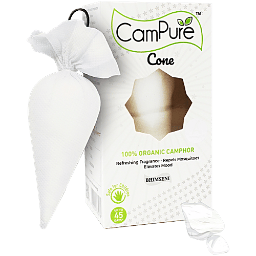 Campure Air Freshener Cone - Bhimseni, Refreshing Fragrance, Repels Mosquitoes, Elevates Mood, 60 g  Refreshing Fragrance
 Repels Mosquitoes
 Elevates Mood