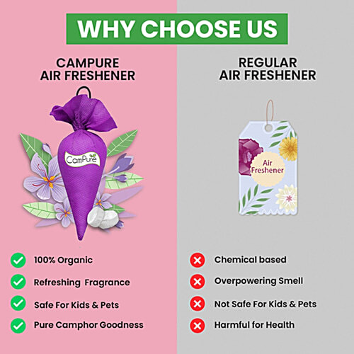 Campure Lavender Air Freshener With Organic Camphor, 60 g  