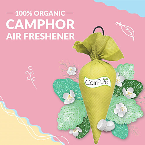 Campure Air Freshener Cone  - Mogra & Camphor Refreshing Fragrance, Repels Mosquitoes, Elevates Mood, 60 g  Organic Camphor
 Refreshing Fragrance
 Repels Mosquitoes
 Elevates Mood