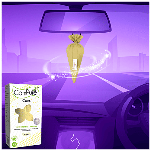 Campure Air Freshener Cone  - Mogra & Camphor Refreshing Fragrance, Repels Mosquitoes, Elevates Mood, 60 g  Organic Camphor
 Refreshing Fragrance
 Repels Mosquitoes
 Elevates Mood