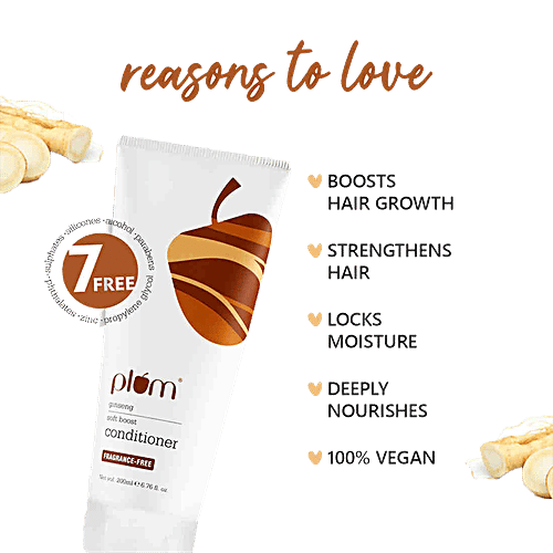 Plum Ginseng Soft Boost Conditioner - Fragrance Free, Repairs & Nourishes Hair, 200 ml  