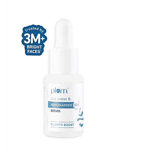 Plum Rice Water & 10% Niacinamide Face Serum - Clarity Boost, 15 ml  Brightens & Smoothens Skin, No Synthetic Fragrances & Essential Oils, Paraben Free