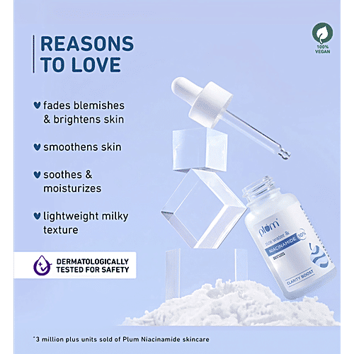 Plum Rice Water & 10% Niacinamide Face Serum - Clarity Boost, 15 ml  Brightens & Smoothens Skin, No Synthetic Fragrances & Essential Oils, Paraben Free