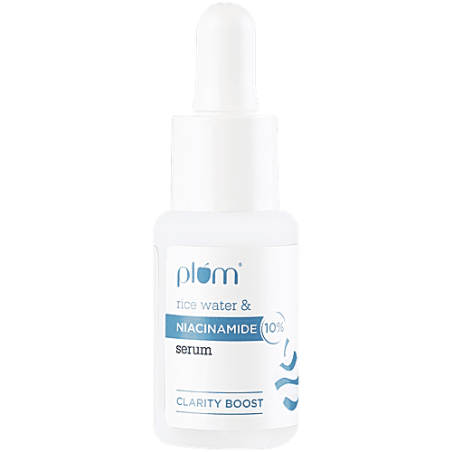 Plum Rice Water & 10% Niacinamide Face Serum - Clarity Boost, 15 ml  Brightens & Smoothens Skin, No Synthetic Fragrances & Essential Oils, Paraben Free