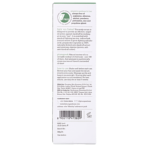 Plum Tea Tree Dandruff Fighting Scalp Serum - Fragrance Free, Antibacterial Properties, 110 ml  