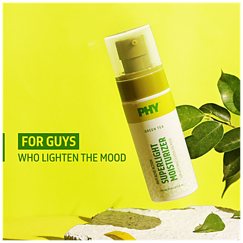 Phy Green Tea Superlight Moisturizer - Anti-Acne Action, Non-Sticky, Vegan, Cruelty-Free, 75 ml  