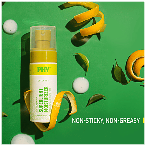 Phy Green Tea Superlight Moisturizer - Anti-Acne Action, Non-Sticky, Vegan, Cruelty-Free, 75 ml  