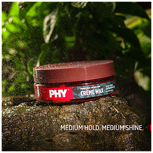 Phy Creme Wax - Medium Hold & Shine, Vegan, Cruelty-Free, Absorbs Dirt, Oil From Hair, 100 g