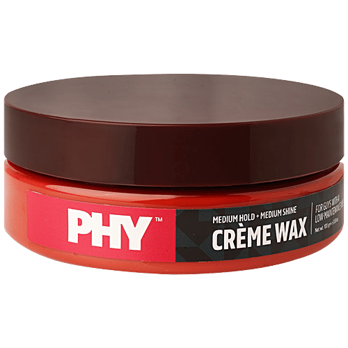 Phy Creme Wax - Medium Hold & Shine, Vegan, Cruelty-Free, Absorbs Dirt, Oil From Hair, 100 g