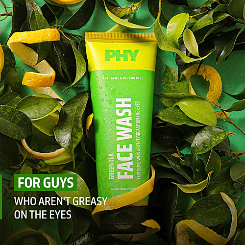 Phy Green Tea Face Wash - Sulphate Free, Fights Acne, Oil Control, Skin Brightening, 120 ml  