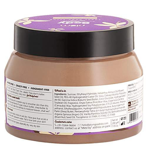 Plum BodyLovin' Vanilla Vibes Sugar Body Scrub - With Kokum Butter, Vegan, Cruelty-Free, 200 g