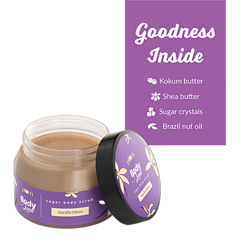Plum BodyLovin' Vanilla Vibes Sugar Body Scrub - With Kokum Butter, Vegan, Cruelty-Free, 200 g