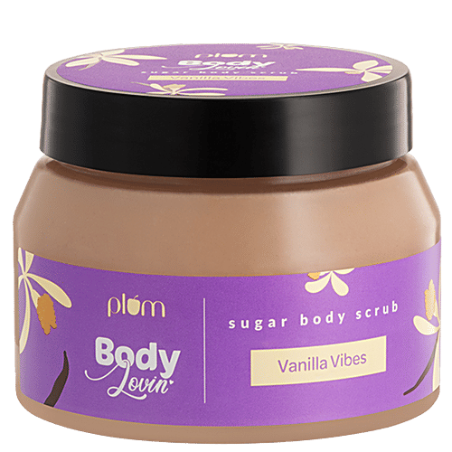 Plum BodyLovin' Vanilla Vibes Sugar Body Scrub - With Kokum Butter, Vegan, Cruelty-Free, 200 g