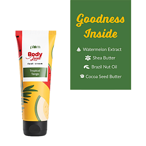 Plum BodyLovin' Tropical Tango Foot Cream - With Shea Butter, Vegan, Cruelty-Free, 75 g