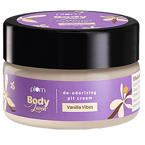 Plum BodyLovin' De-odorizing Pit Cream - Vanilla Vibes, Non-Toxic, Eliminates Odour, 50 g  