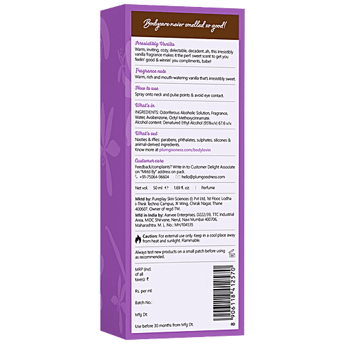 Plum BodyLovin' Eau De Parfum - Vanilla Vibes, Long Lasting Fragrance, 50 ml  