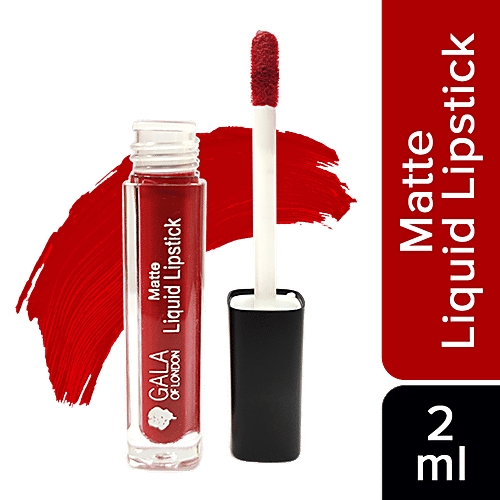 GALA OF LONDON Matte Liquid Lipstick - Waterproof, Transfer Proof, Mask Proof, 12H Lasting, 2 ml 01 Hot Red 