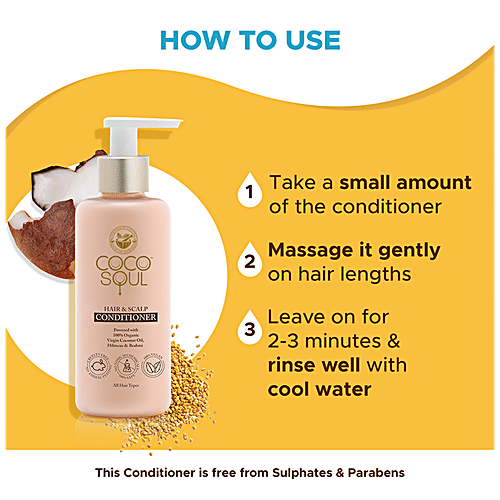 Coco Soul Hair & Scalp Conditioner - With Virgin Coconut Oil, For Frizz Free, Strong & Silky Hair, 200 ml  