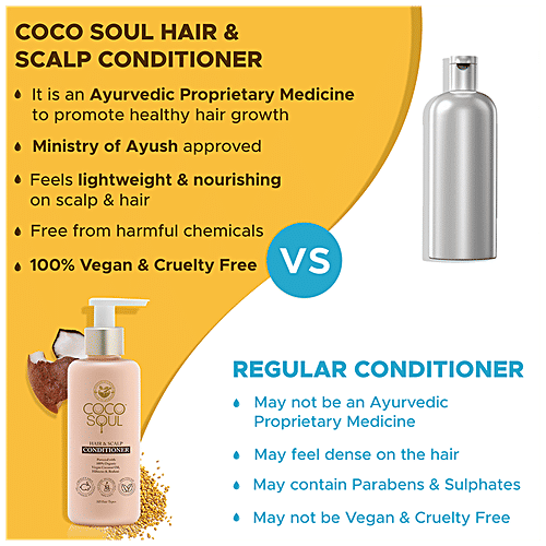 Coco Soul Hair & Scalp Conditioner - With Virgin Coconut Oil, For Frizz Free, Strong & Silky Hair, 200 ml  
