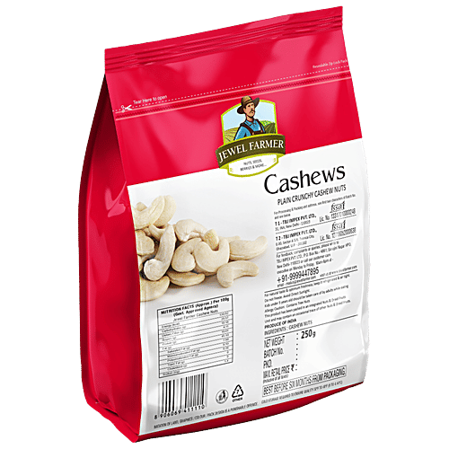 Jewel Farmer Cashew Nuts - Rich In Fibre & Vitamin, 250 g  