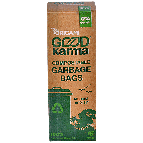 Origami Good Karma Compostable Garbage Bags - Medium, Biodegradable, Used For Wet & Dry Waste, 15 pcs  Compostable
 Biodegradable
