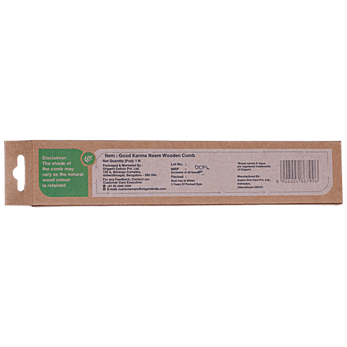 Origami Good Karma Neem Wooden Comb - May Help To Reduce Dandruff & Excess Oil, Eco Friendly, 1 pc  