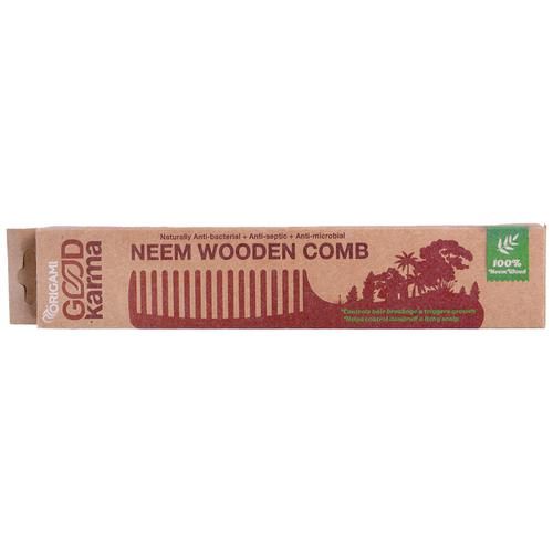 Origami Good Karma Neem Wooden Comb - May Help To Reduce Dandruff & Excess Oil, Eco Friendly, 1 pc  