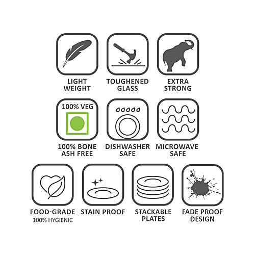 Larah by Borosil Opalware Snack Set - Verona, Elegant Design, Freezer Safe, Non-Staining, White, 8 pcs  