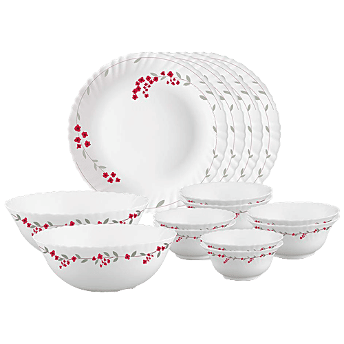 Buy Larah by Borosil Dinner Set Opalware, Elegant Design, White Online at Best Price of Rs