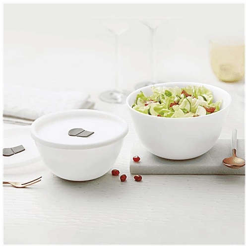 Buy Larah by Borosil Bowl Set With Lid Multipurpose, Freezer Safe
