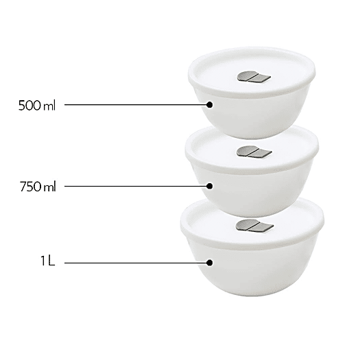 Buy Larah by Borosil Bowl Set With Lid Multipurpose, Freezer Safe