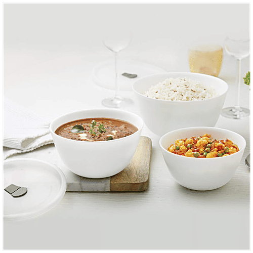 Buy Larah by Borosil Bowl Set With Lid Multipurpose, Freezer Safe