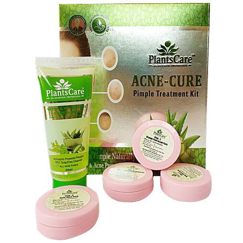 Plants Care Acne Cure Pimple Treatment Kit & Neem & Aloevera Face Wash - Rich In Anti-Bacterial Properties, 2 pcs  