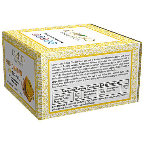 Eartho Essentials Haldi Chandan Ubtan Face Pack - Turmeric, Sandalwood & Saffron, Removes Tan, Prevents Wrinkles, 50 g