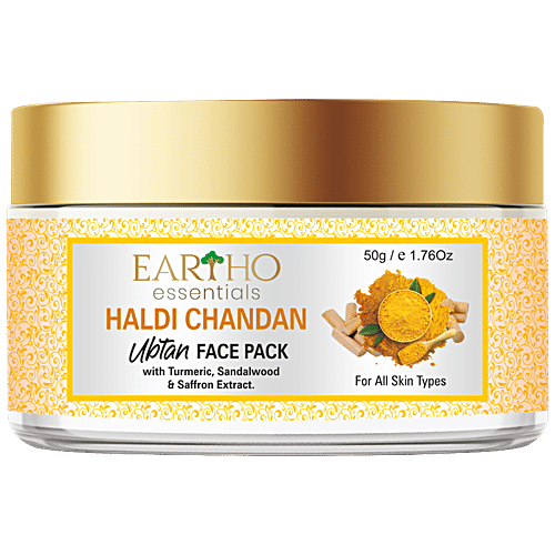 Eartho Essentials Haldi Chandan Ubtan Face Pack - Turmeric, Sandalwood & Saffron, Removes Tan, Prevents Wrinkles, 50 g