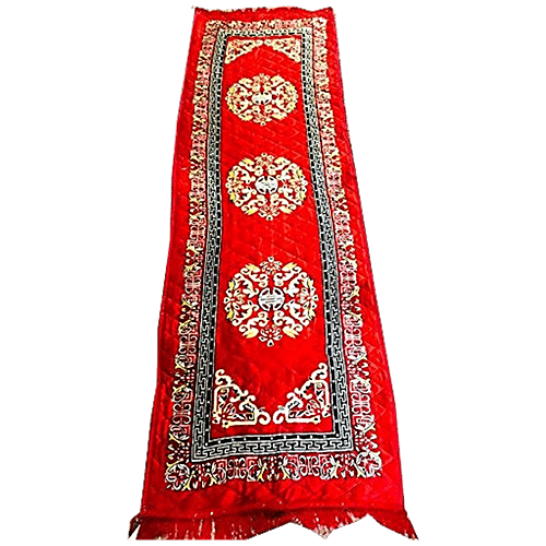 Kuber Industries Velvet Floor Mat/Rug - Soft, For Kitchen, Living Room, Lobby, 182x63 cm, Red, 1 pc