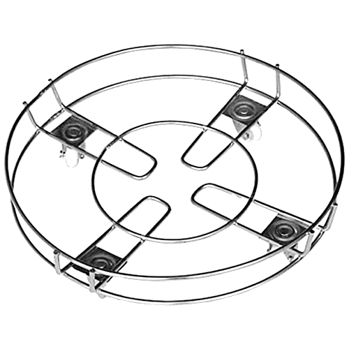 Kuber Industries Stainless Steel Cylinder Trolly/Stand - With 4 Wheels, CTKTC021828, Silver, Standard, 1 pc