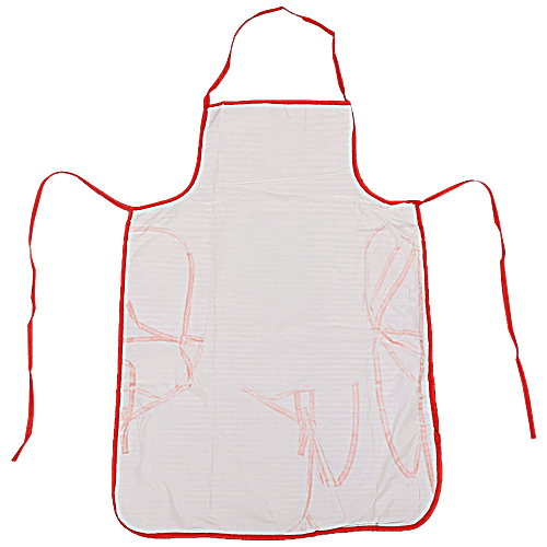 Kuber Industries Checkered Design Cotton Apron - With Front Pocket, CTKTC013738, Waterproof, Red, 1 pc  