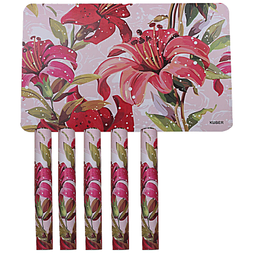 Buy Kuber Industries Flower Design PVC Place Mat Set CTKTC13698, For