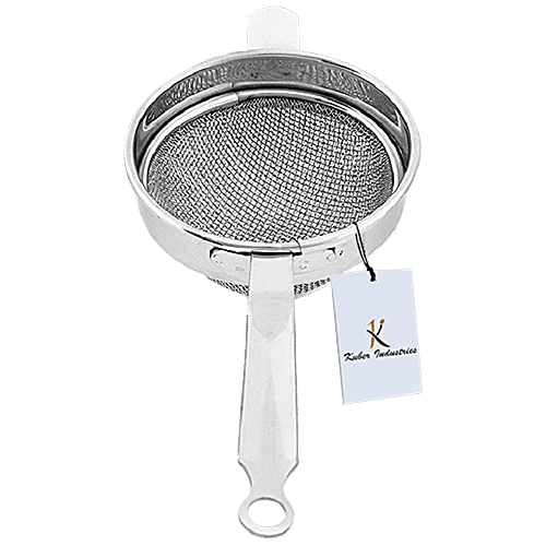 Kuber Industries Stainless Steel Tea Strainer/Chalni - Strong & Durable, Diameter 9 Cm, Silver, 1 pc  
