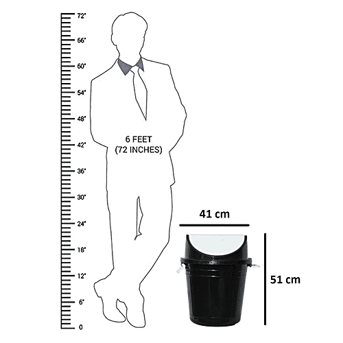 Kuber Industries Plastic Swing Lid Dustbin//Garbage Bin - CTKTC43177, For Home & Office, Black, Large, 30 L