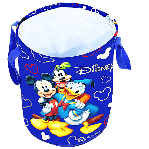 Kuber Industries Disney Printed Canvas Laundry Bag - CTKTC045421, Waterproof & Durable, Blue, 45 L  