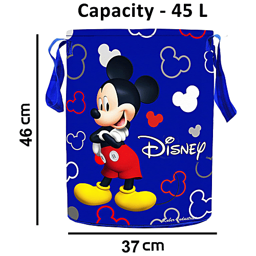 Kuber Industries Disney Printed Canvas Laundry Bag - CTKTC045421, Waterproof & Durable, Blue, 45 L  